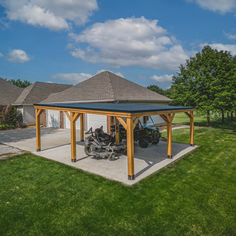 Backyard Discovery Kingsport 20' x 20' Cedar Wood Outdoor Carport